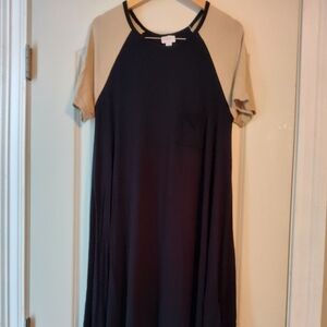 LuLaRoe Black and Tan Contrast Maxi Dress